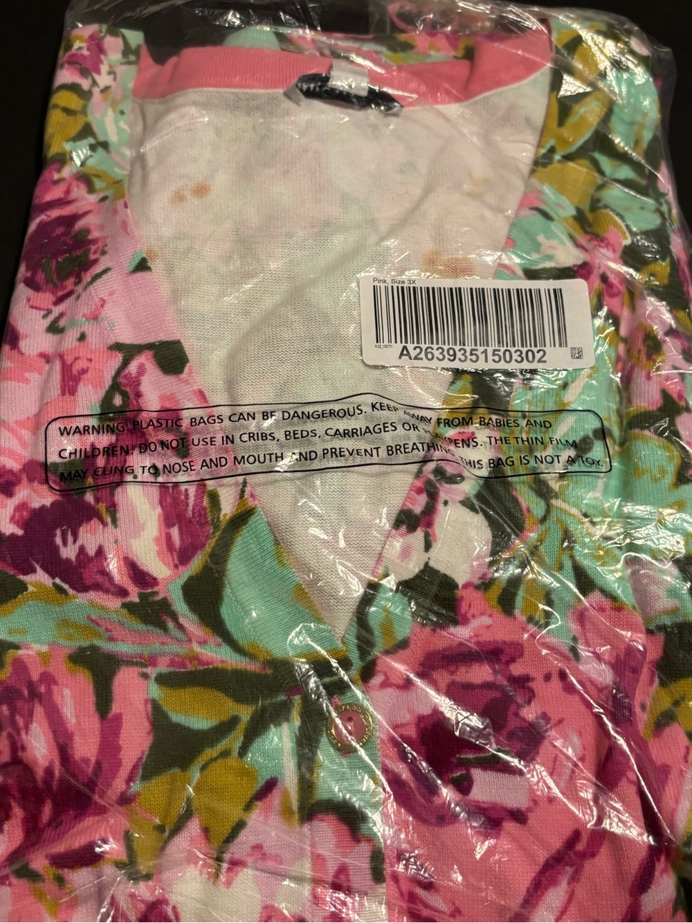 NWT Isaac Mizrahi LIVE! Floral Print Button Cardigan Pink Multi Plus Size 3X